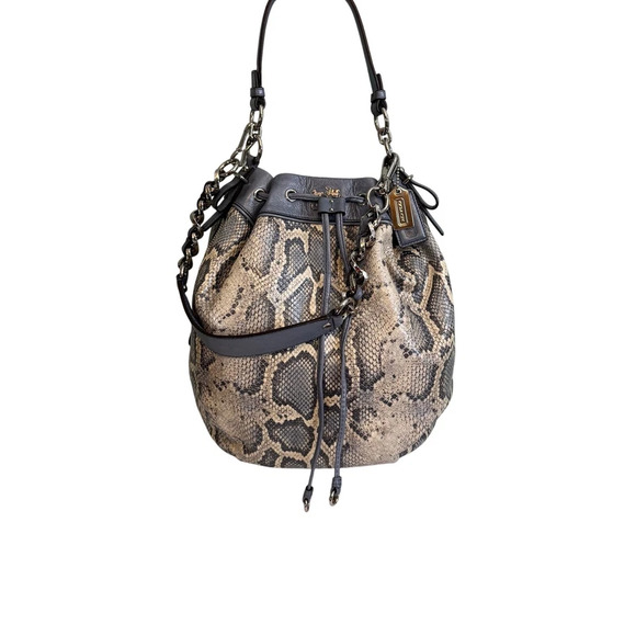 Coach Madison Python Embossed Marielle Leather Purse Snakeskin Shoulder Tote Bag - Picture 2 of 13